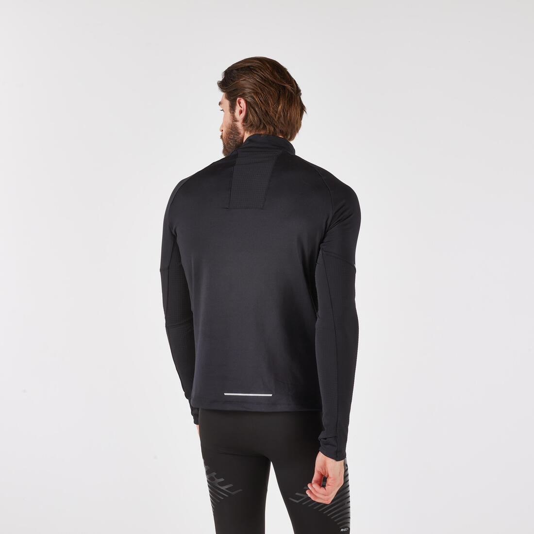 T-shirt manches longues demi zip chaud Homme, Kiprun run 500 warm