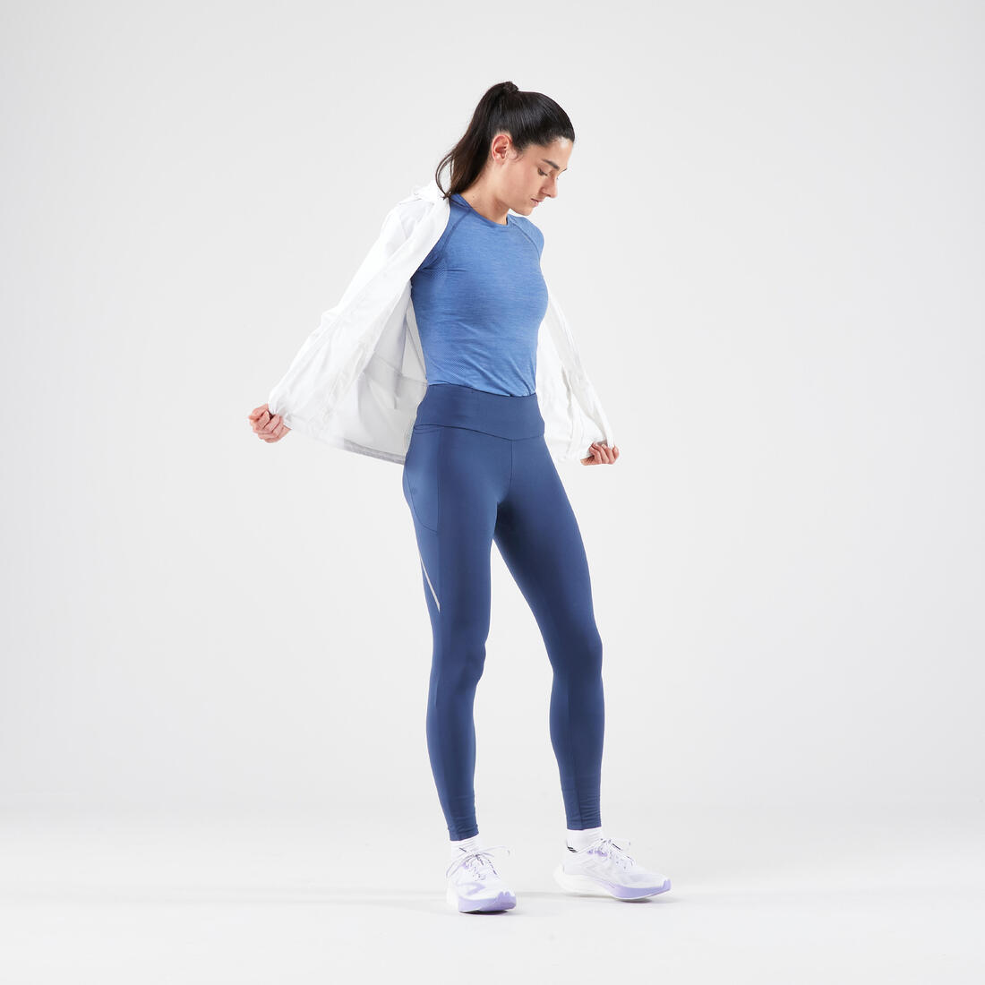 Veste imperméable de running femme - kiprun run 100 rain blanche