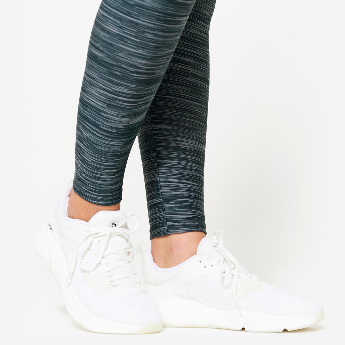 Legging de sport taille haute et respirant femme, imprimé gris chiné