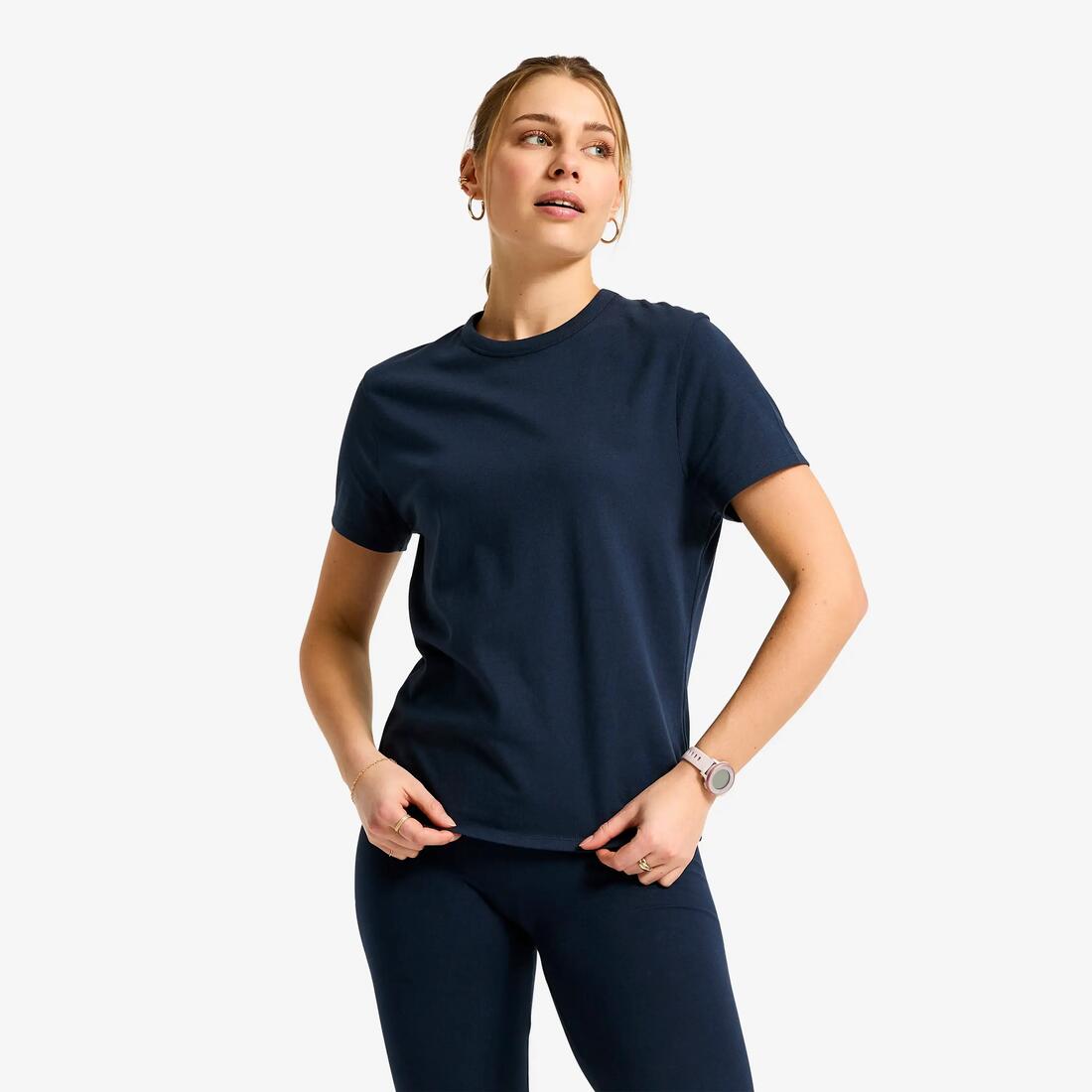 T-shirt coton femme,  essentiel bleu marine