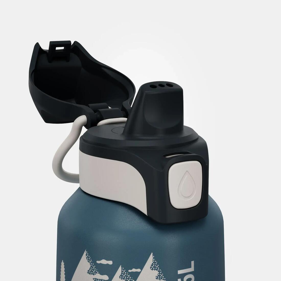 Gourde inox enfant 0,6L avec bouchon instantané, composée à 75% d'acier recyclé