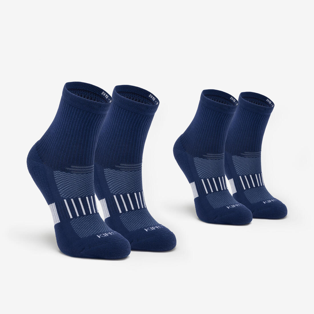 Lotx2 de chaussettes running confort enfant - kiprun 500 mid mauve et rayé