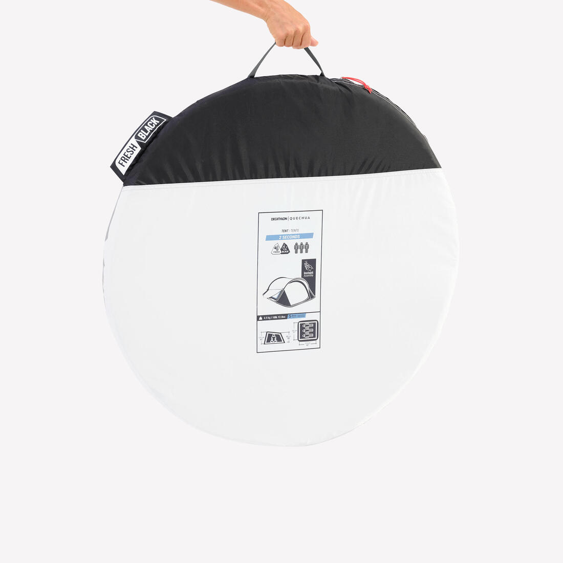 Tente de camping instantanée 3 places, 2 Seconds Fresh & Black