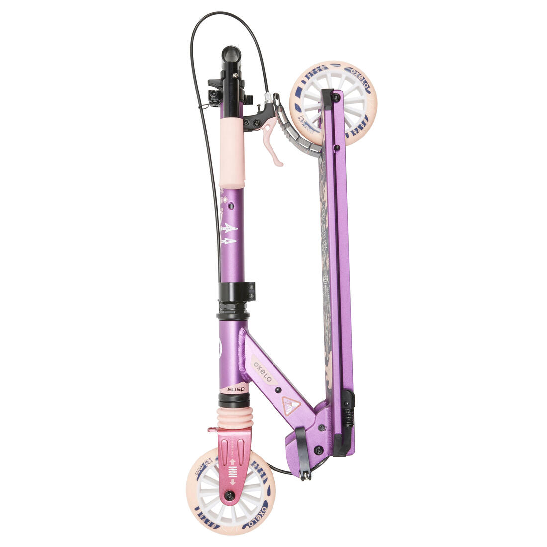 Trottinette enfant mid5 avec frein au guidon et suspension violette