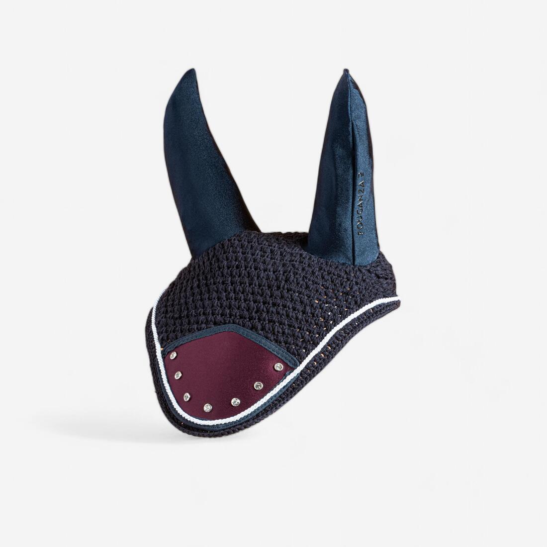 Bonnet équitation Cheval - Strass marine