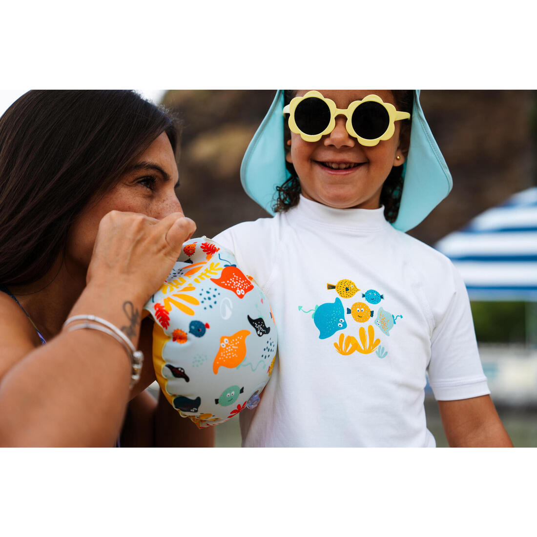 T-shirt anti uv bébé manches courtes corail