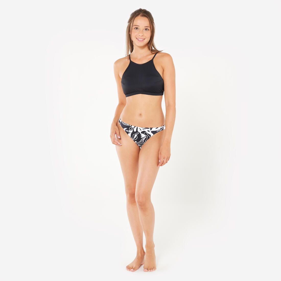 Haut de maillot de bain femme brassière de surf avec coques andrea noire