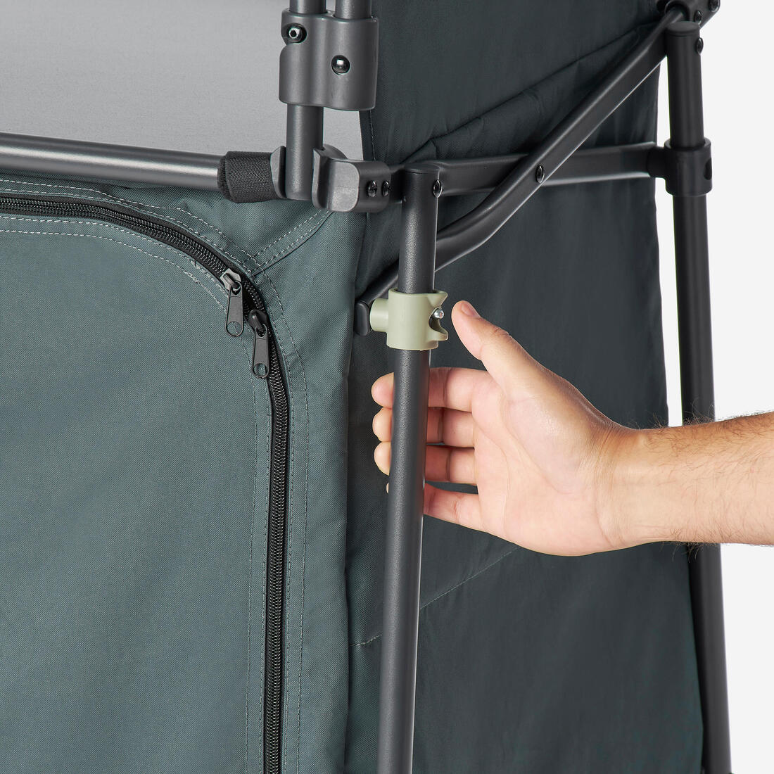 Meuble cuisine de camping L, pliable et avec pare-vent