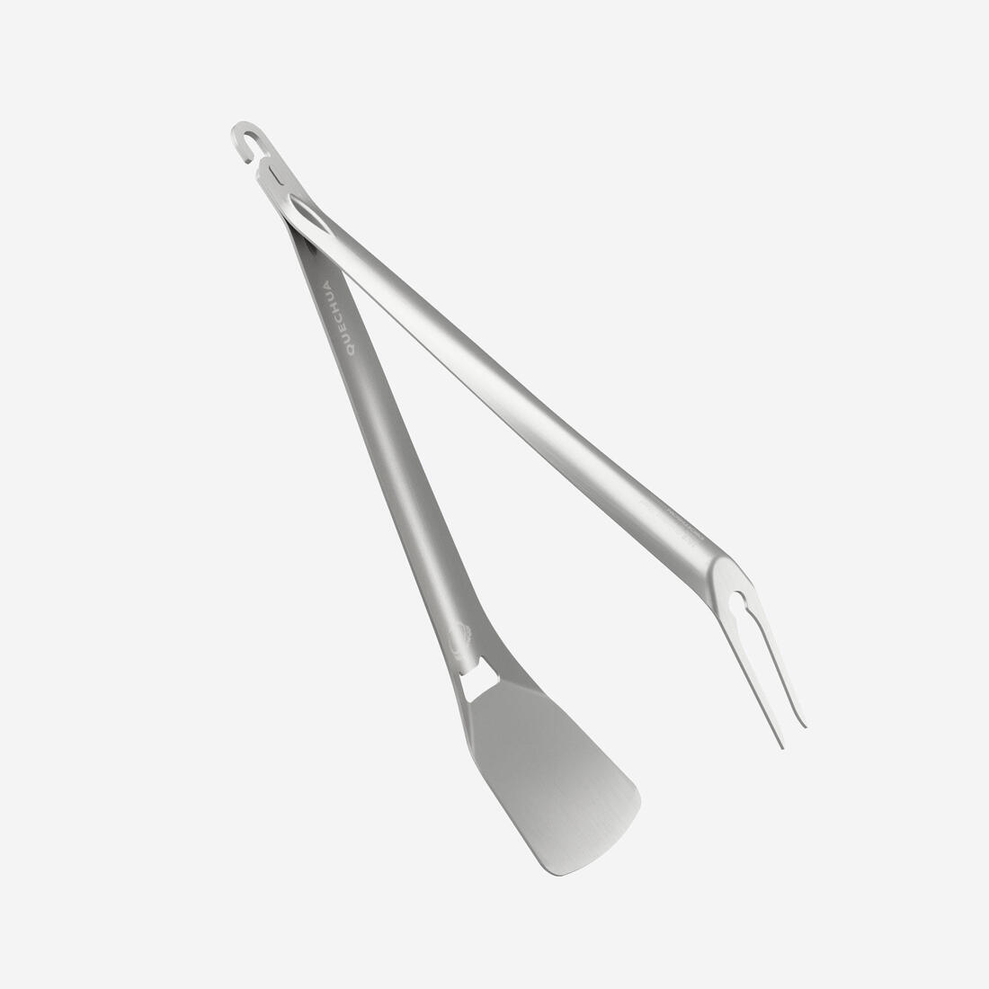 Kit 2 ustensiles en acier inoxydable, spatule-fourche, pour barbecue de camping