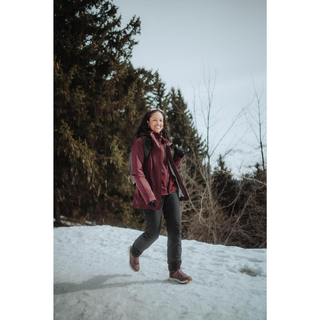 Veste de randonnée 0°C chaude femme, NH100 3en1