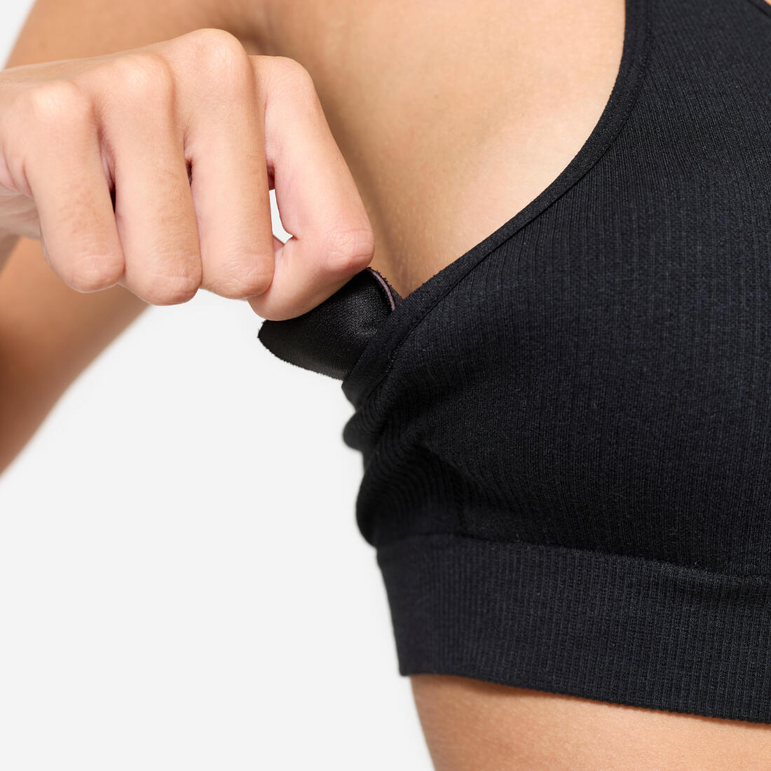 Brassière côtelée sans couture maintien léger Femme