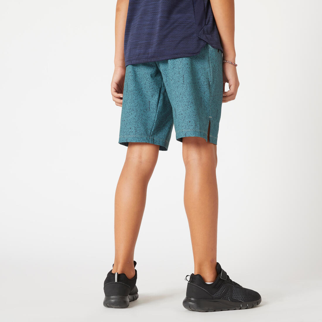 Short garçon synthétique respirant - W500 kaki avec imprimé