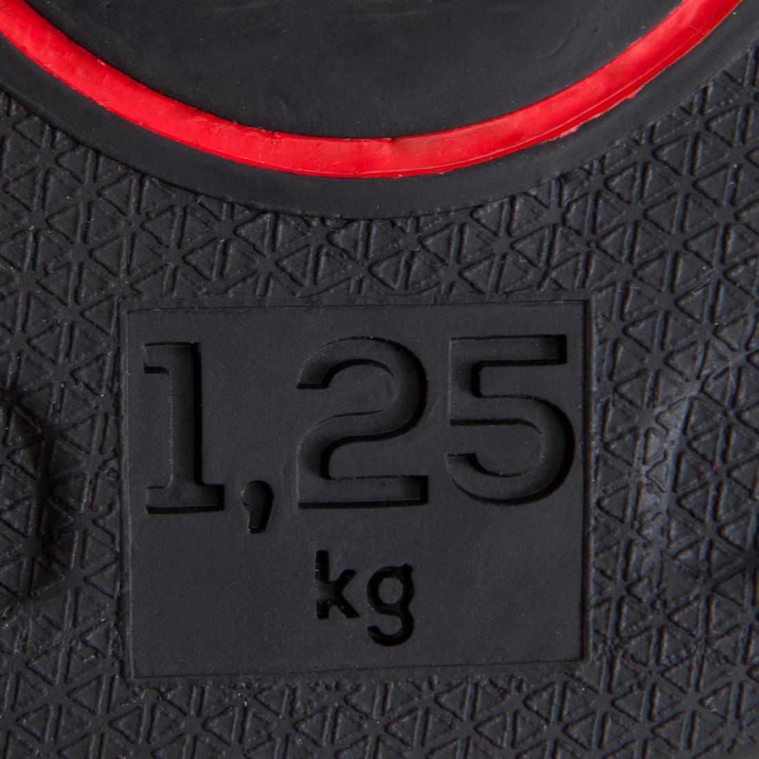 Disque musculation en caoutchouc 1,25kg 28mm, fonte en partie recyclée