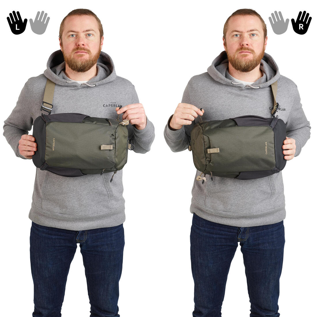Sac à bandoulière de pêche 9l - sling bag 100 kaki