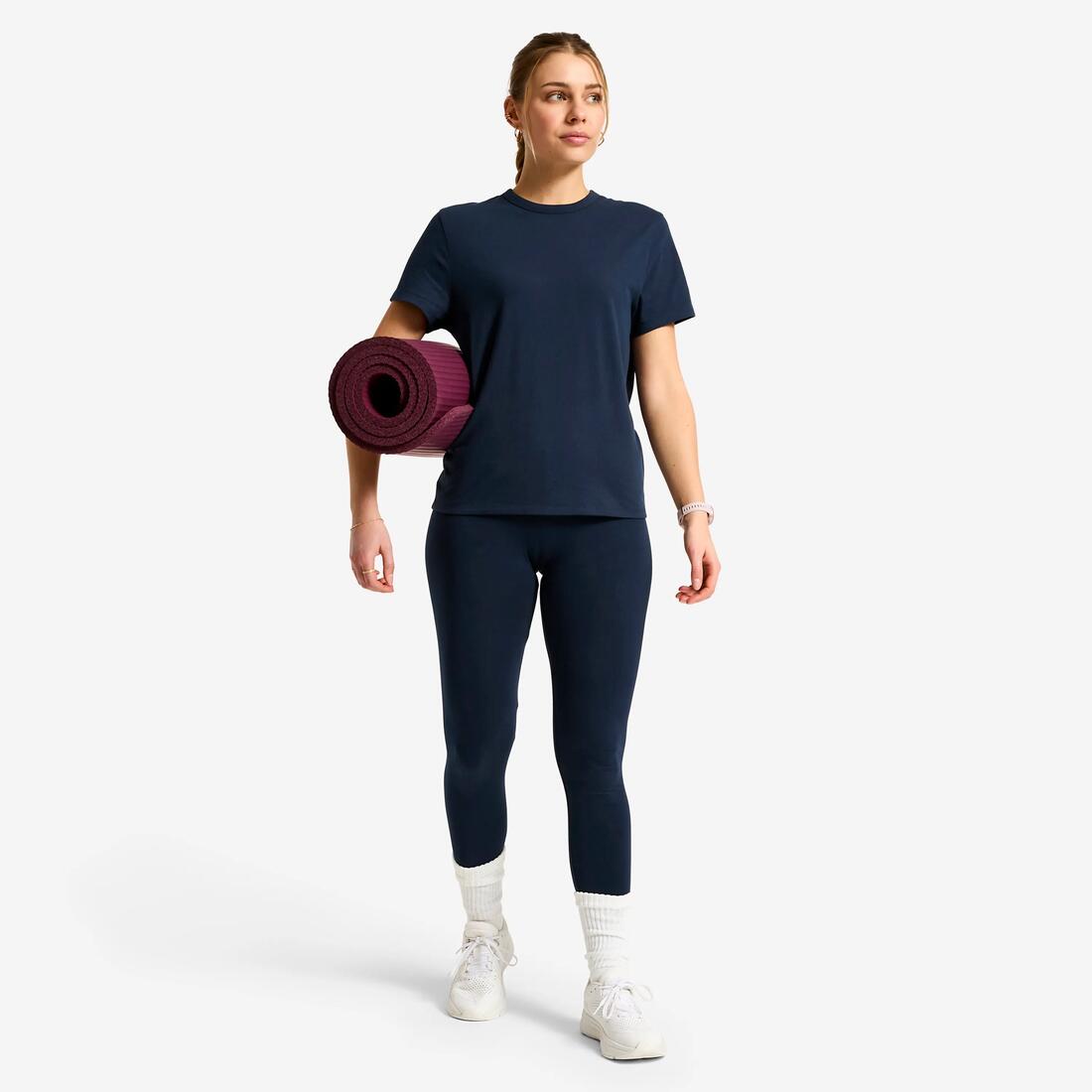T-shirt coton femme,  essentiel bleu marine