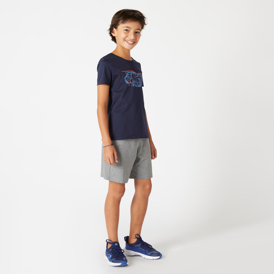 T-shirt enfant coton - Basique bleu jean avec imprimé