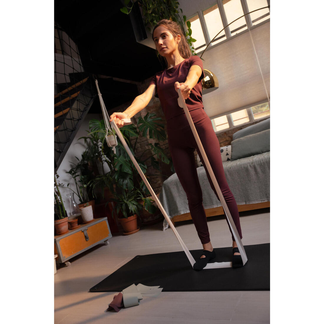 Lot de 3 bandes élastiques de Pilates 2, 3, 4 kg, beige vert et bordeaux
