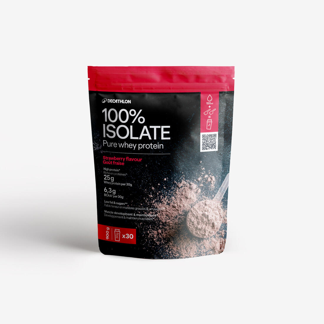 Pure whey protéine 100% isolat fraise 900g