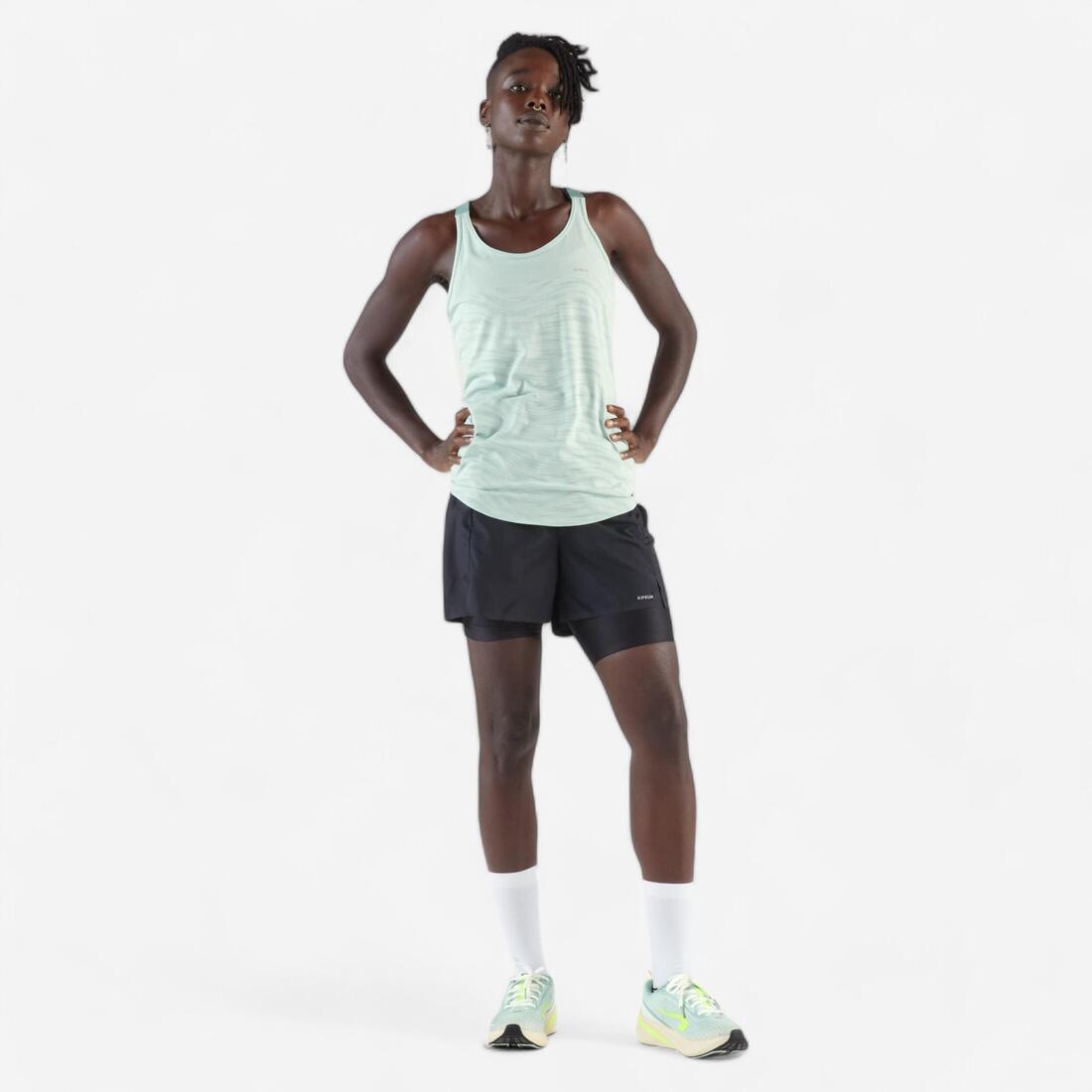 Débardeur running avec brassière intégrée femme - kiprun run 500 confort