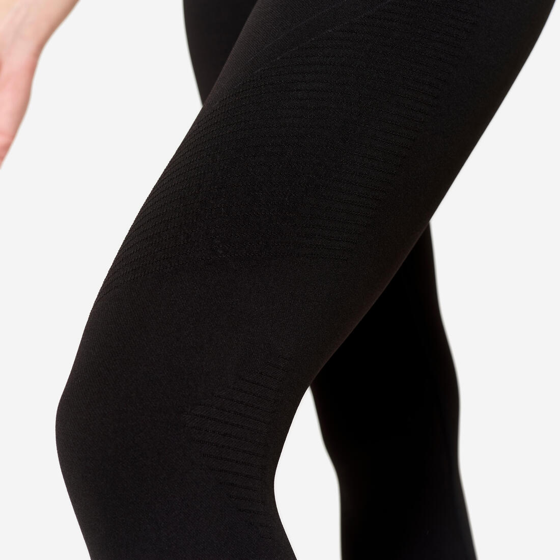 Legging long yoga effet seconde peau taille haute, noir graphite