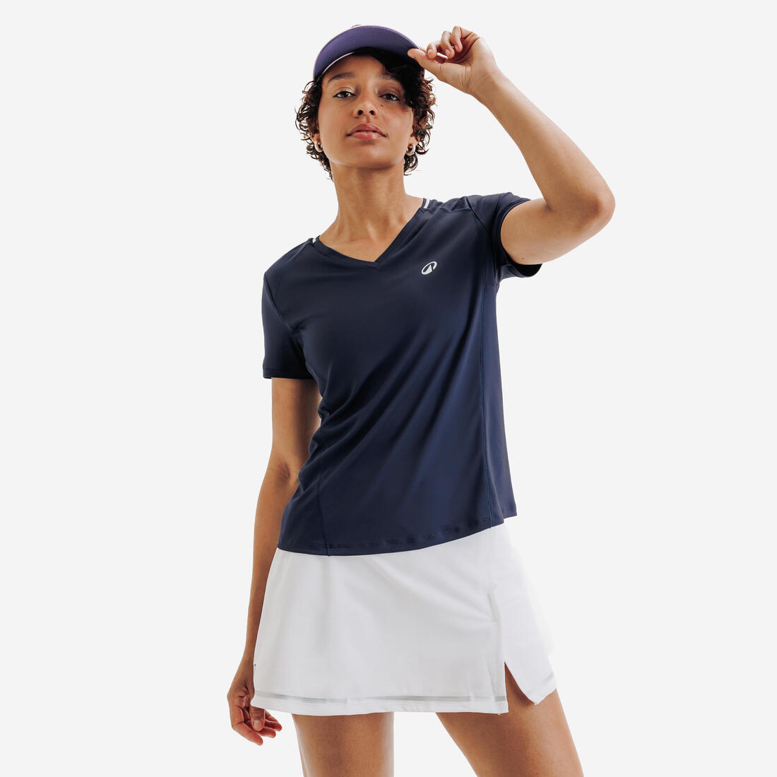 T-shirt de tennis respirant col V femme, Dry