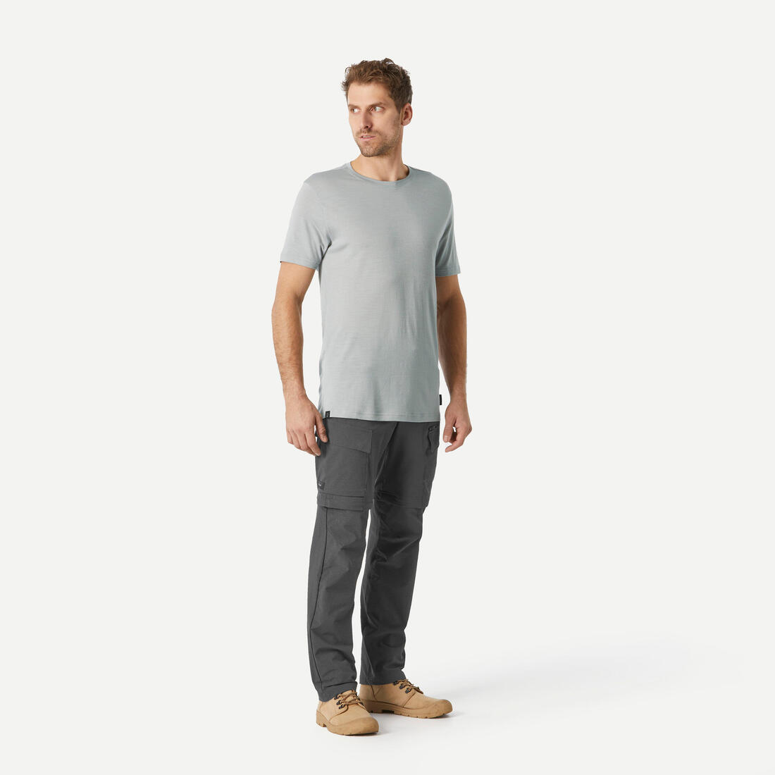 Pantalon modulable 2 en 1 de trek voyage homme, Travel 500 modul camel