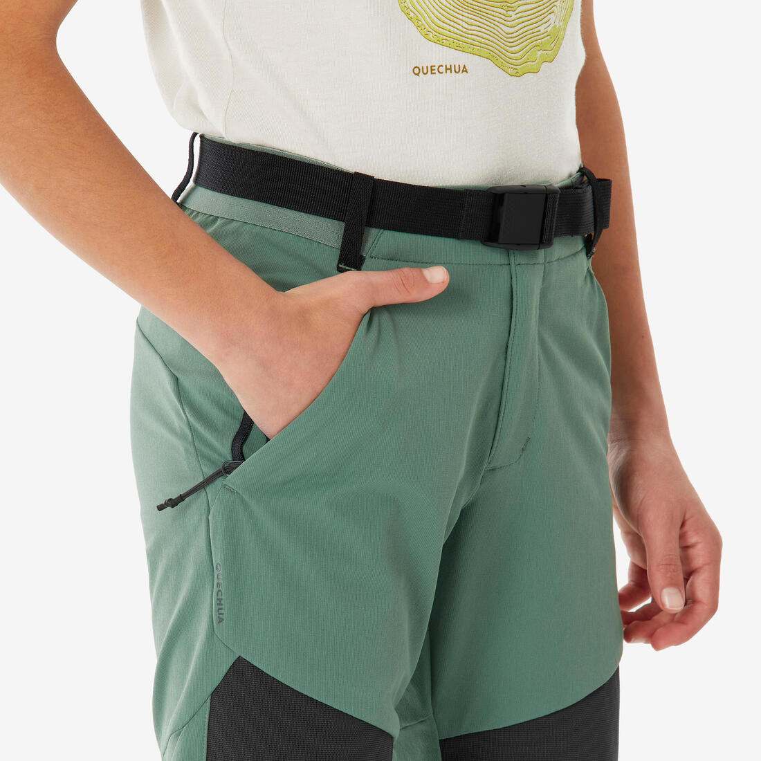 Pantalon de randonnée softshell - mh550 noir - enfant 7-15 ans