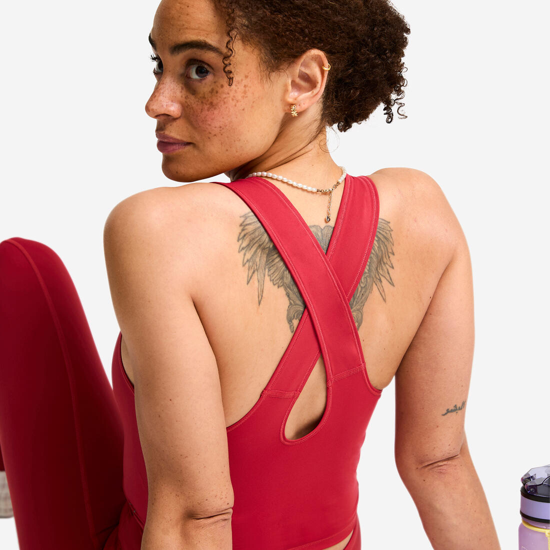 Débardeur de sport court galbant femme foncé