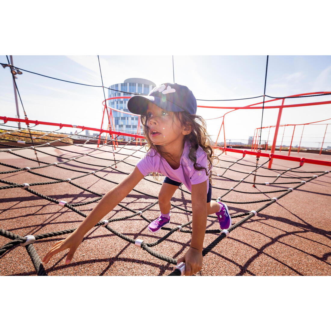 Chaussures Barefoot à scratch respirantes enfant, Stepper Sporty violet et