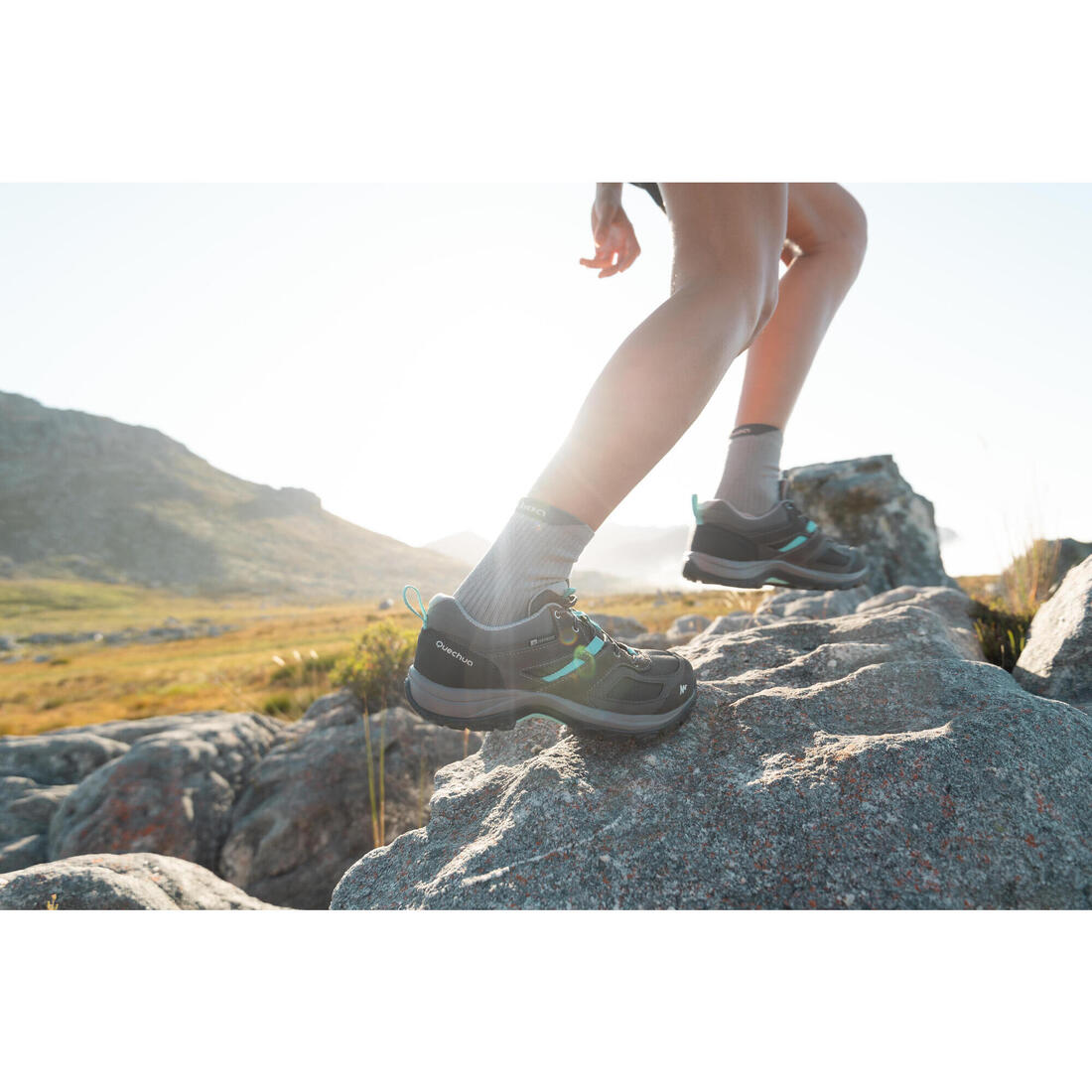 Chaussures imperméables de randonnée montagne - MH100 Gris/Bleu - Femme