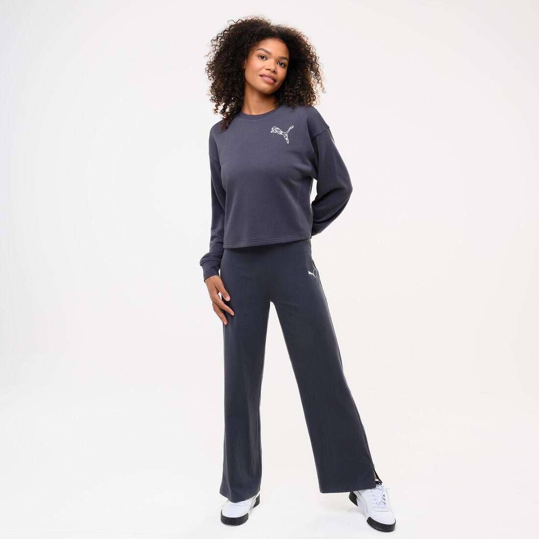 Sweat sans capuche femme, gris foncé