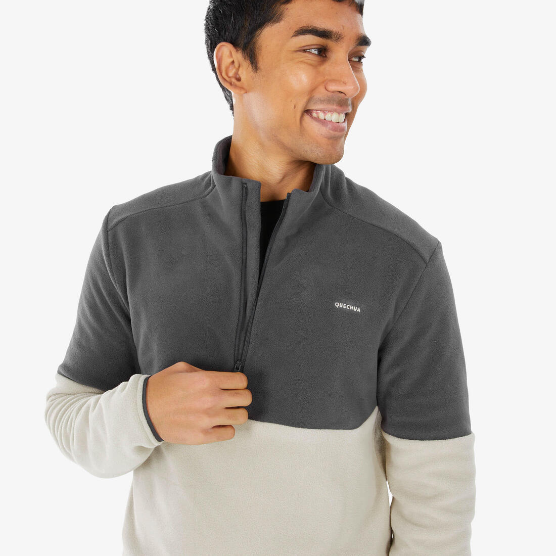 Polaire de randonnée montagne homme, MH500 demi zip