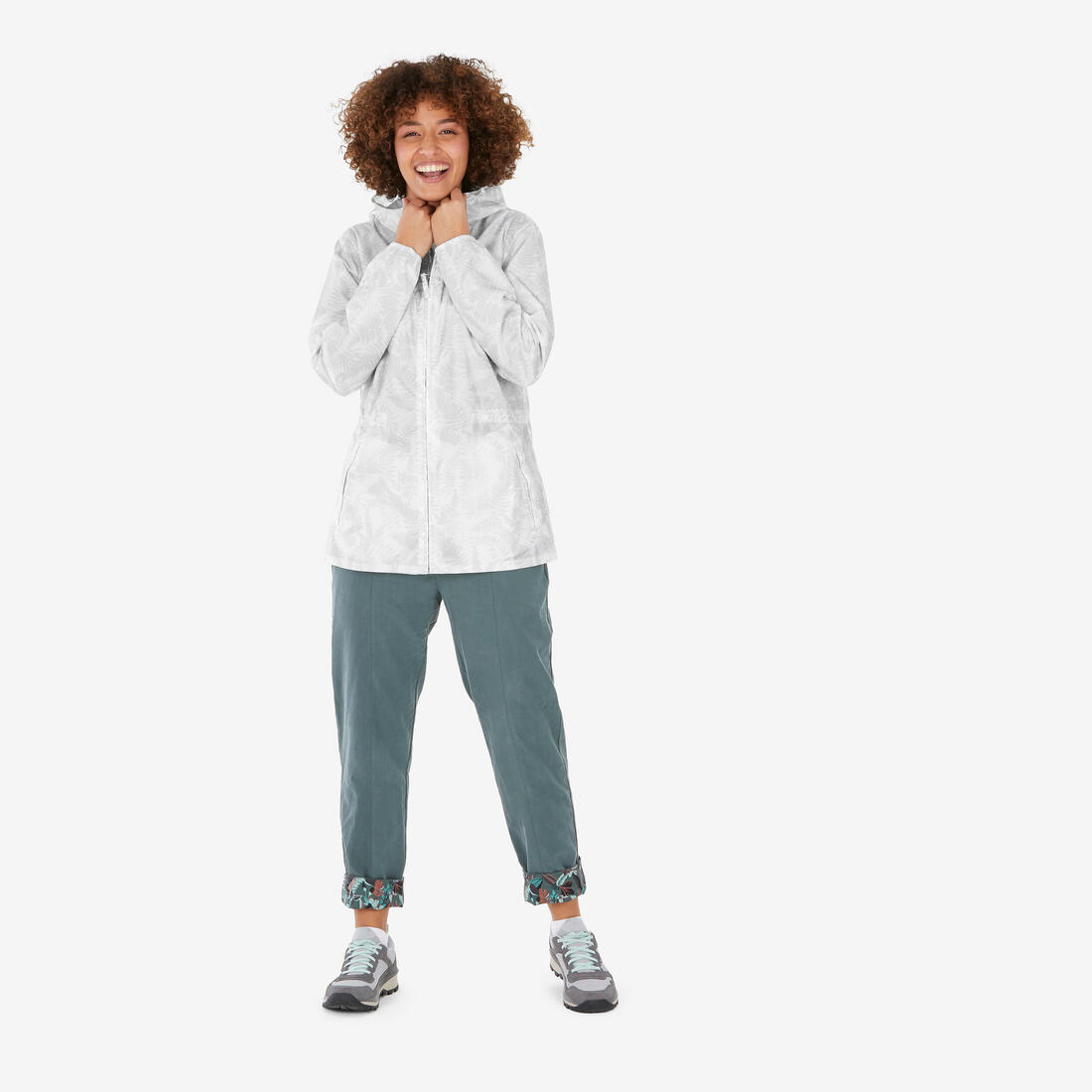 Veste de randonnée déperlante coupe-vent femme, Raincut Full Zip