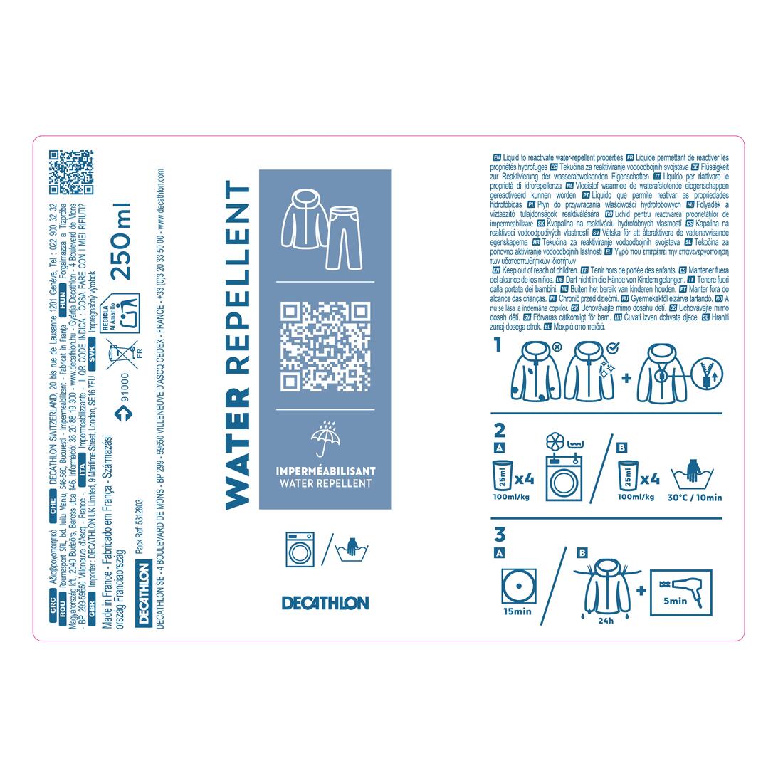 Liquide réimperméabilisant pour textile en machine à laver - 250ml