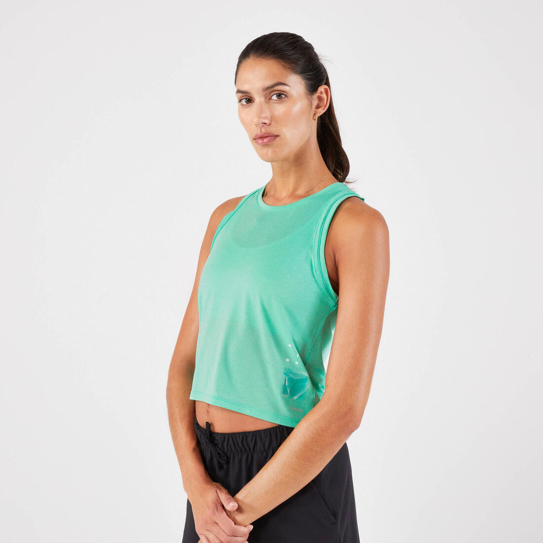 Débardeur court de running respirant femme - kiprun run 500 dry