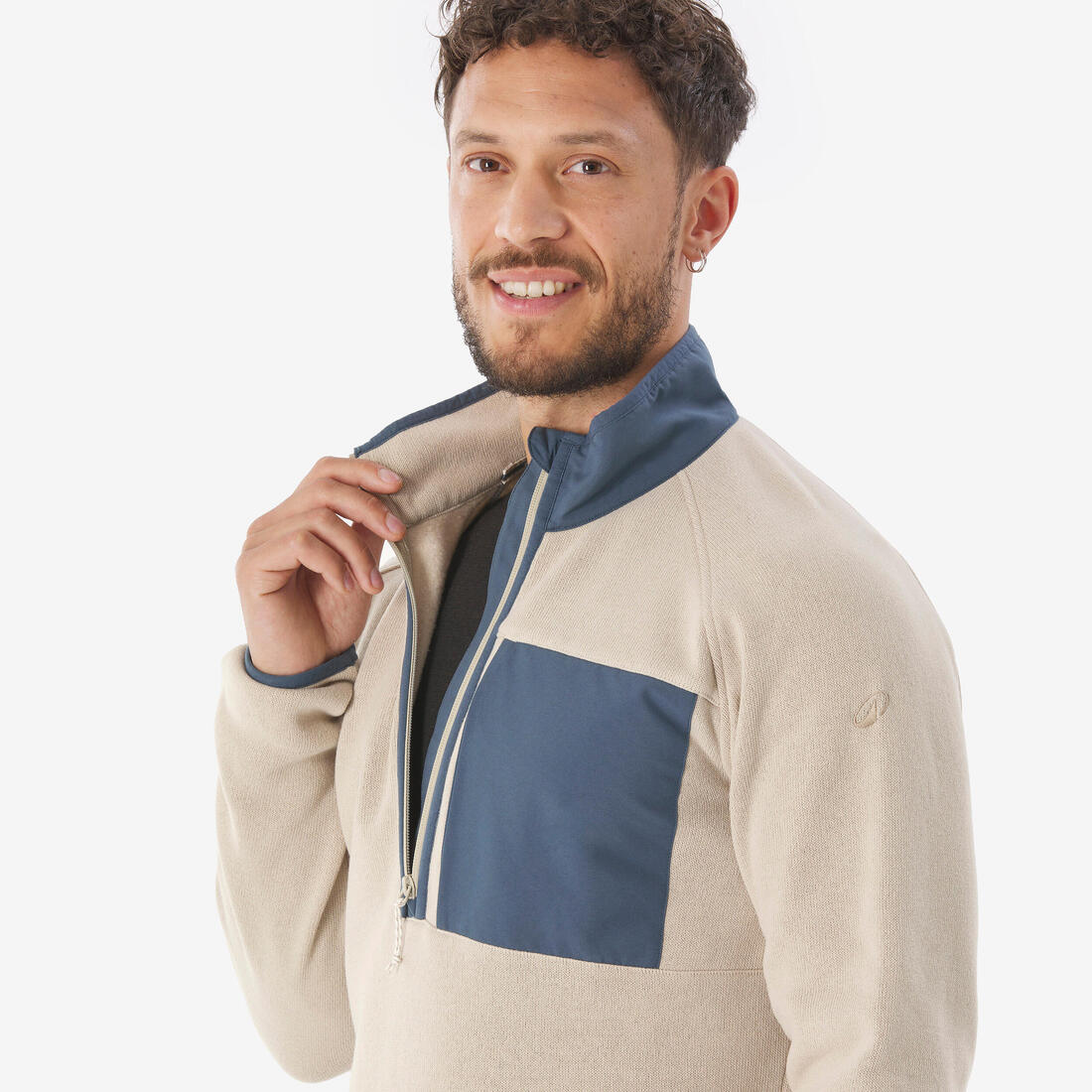 Pull de randonnée homme, NH500 Demi-zip