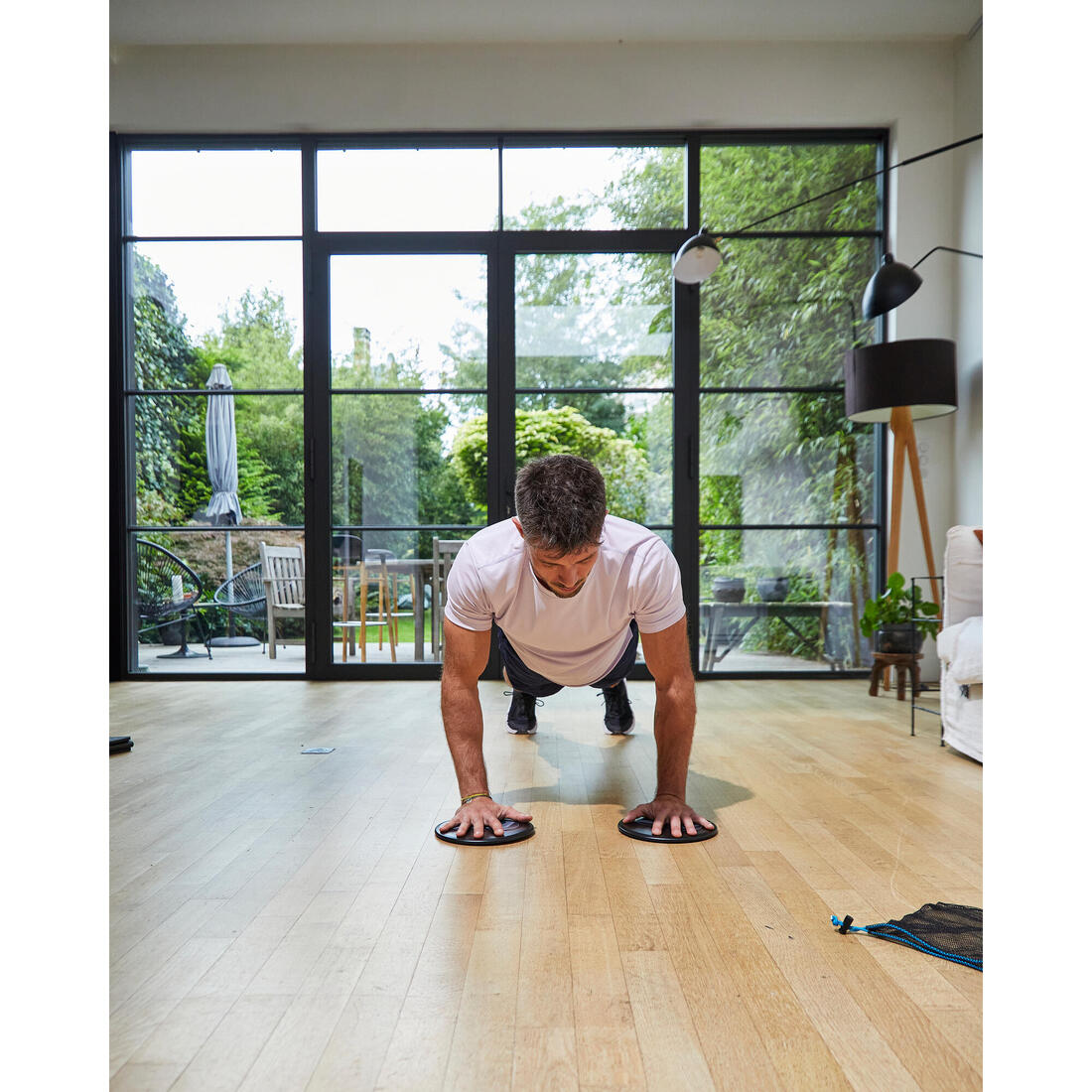 Disques de glisse musculation utilisables sur tous les sols x2, bleu et noir