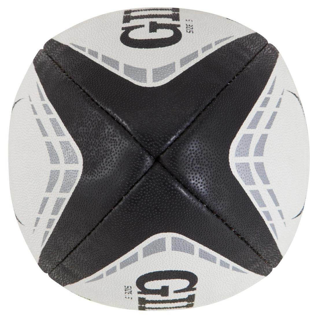 Ballon de rugby taille 5 - gilbert gtr4000 blanc noir