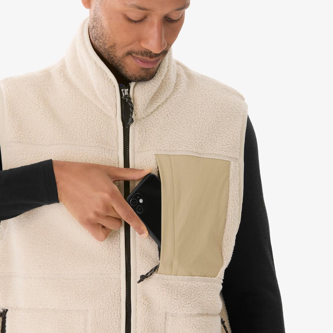 Gilet polaire de randonnée homme, sherpa MH500 beige