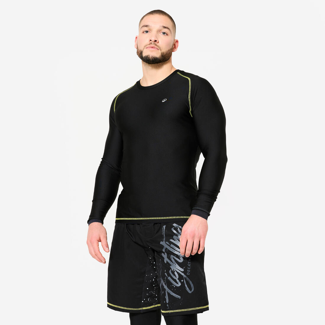 Rashguard de MMA et grappling homme, noir fumé et jaune