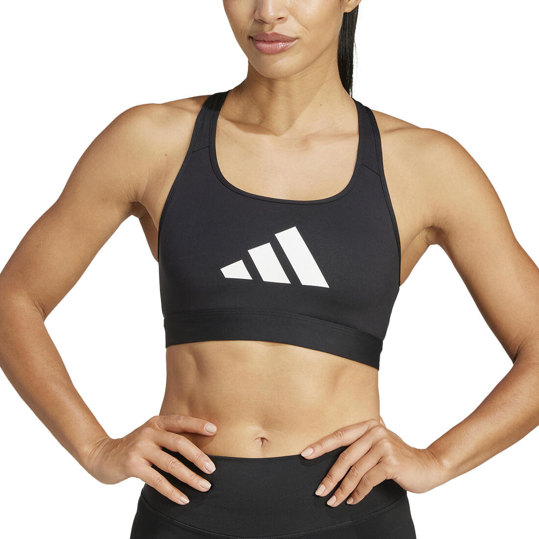 Brassière imprimé logo Adidas femme - noir