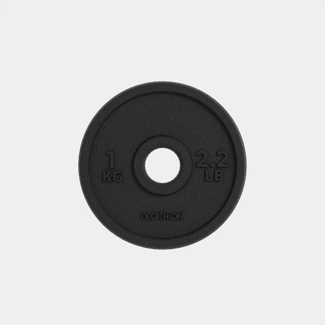 Disque de musculation fonte 1kg 28mm, disque de fonte à 80 % recyclée