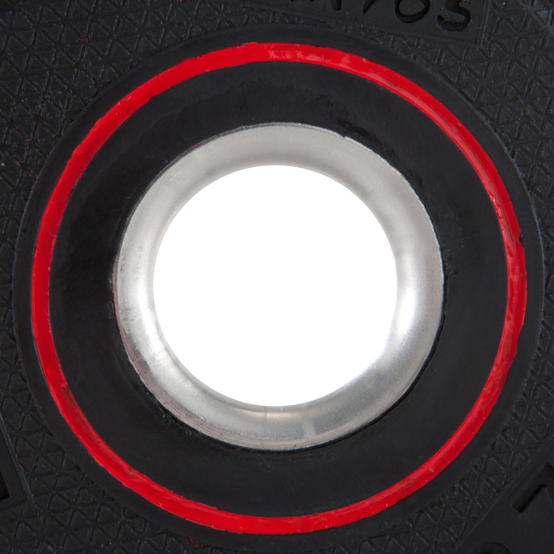Disque musculation en caoutchouc 1,25kg 28mm, fonte en partie recyclée