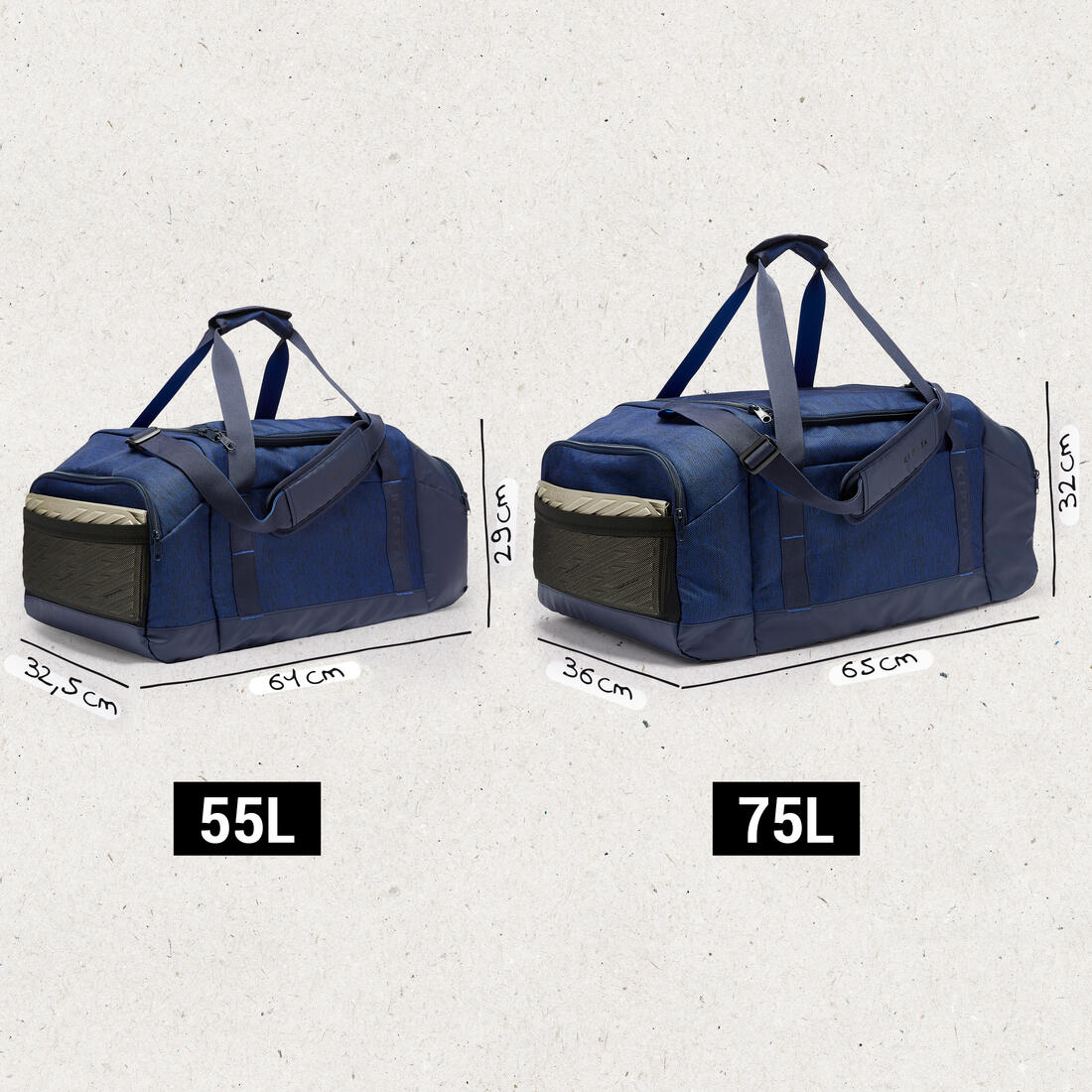 Sac sport 55L - ACADEMIC noir et gris