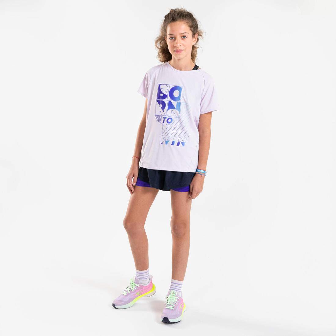 Short cuissard de running respirant Fille - KIPRUN DRY 900 marine