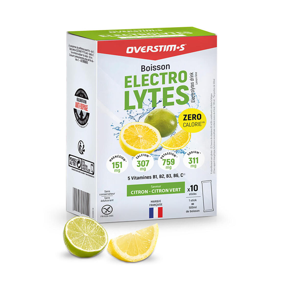 Overstims Boisson électrolytes citron (zéro calorie) - étui 10 sachets x 8 g