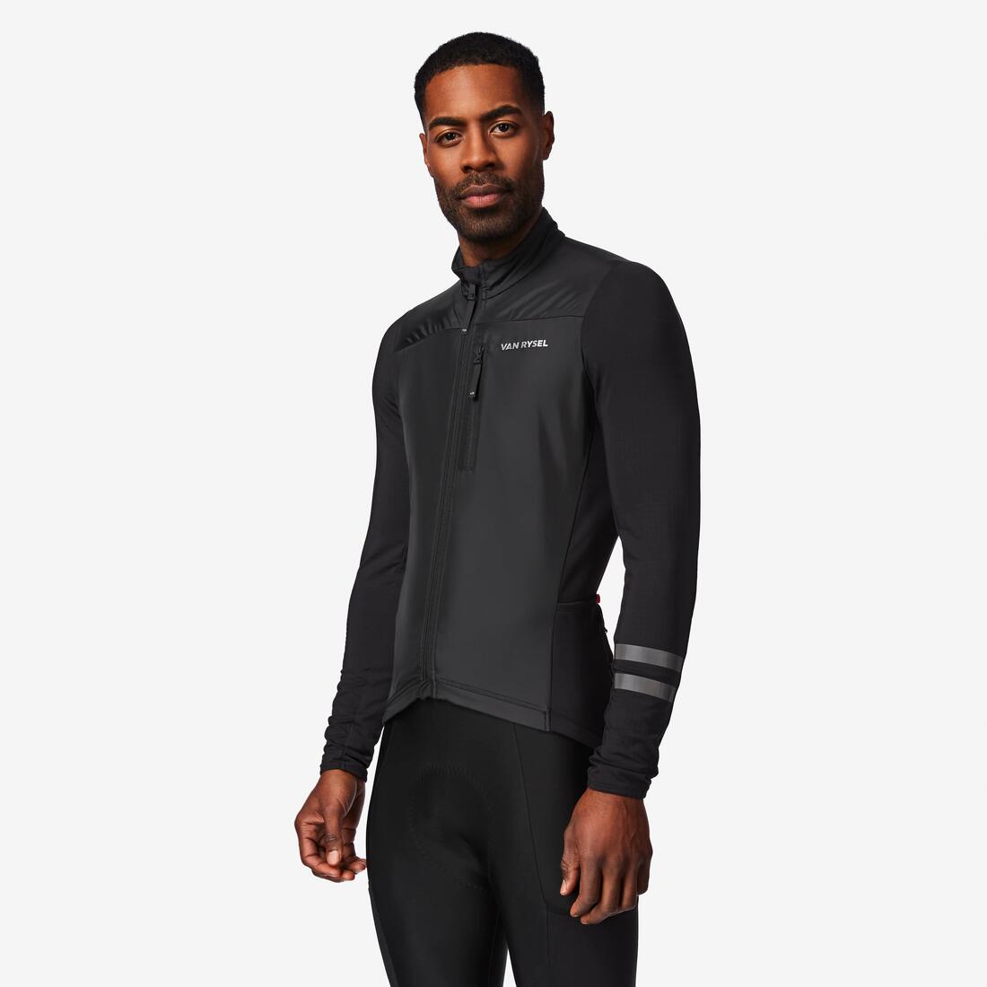 Maillot de vélo de route manches longues mi-saison homme, noir EDR