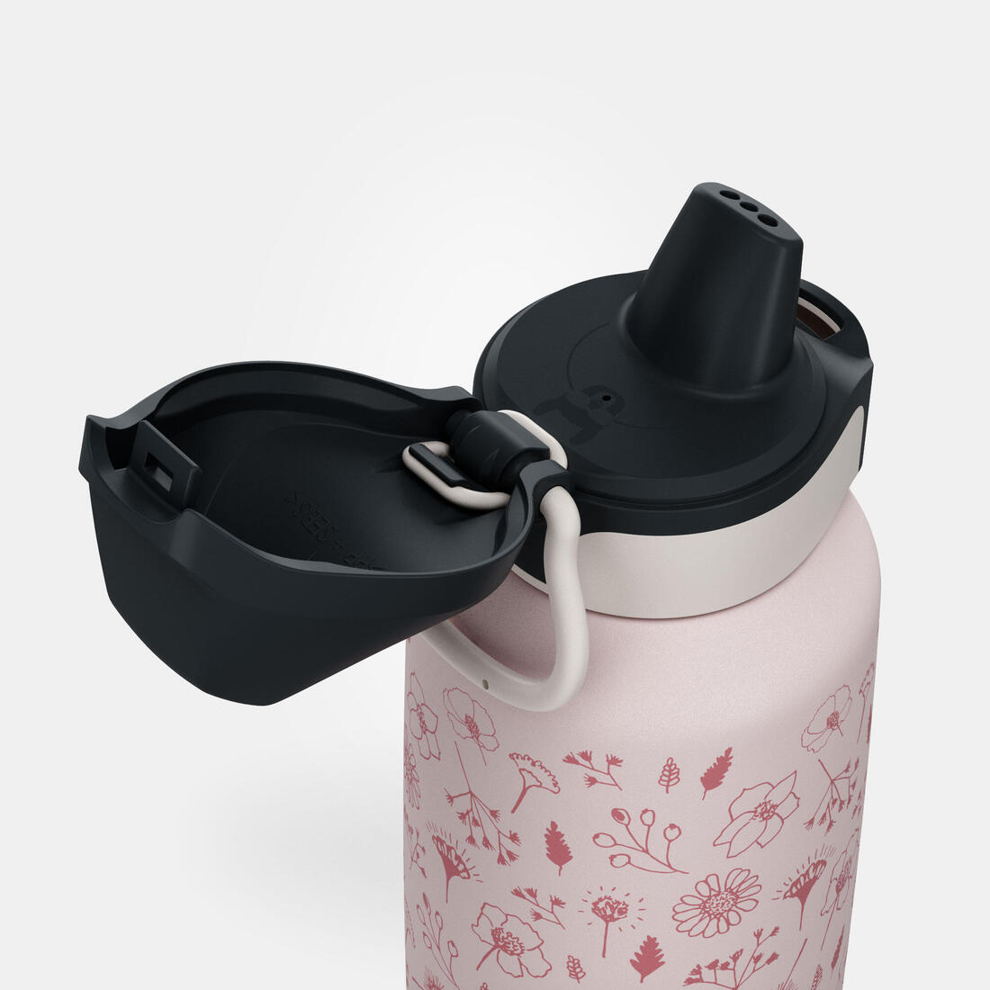 Gourde inox enfant 0,6L avec bouchon instantané, composée à 75% d'acier recyclé
