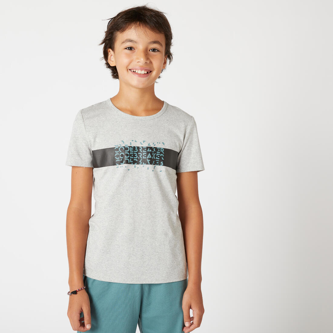 T-shirt enfant coton - Basique bleu jean avec imprimé