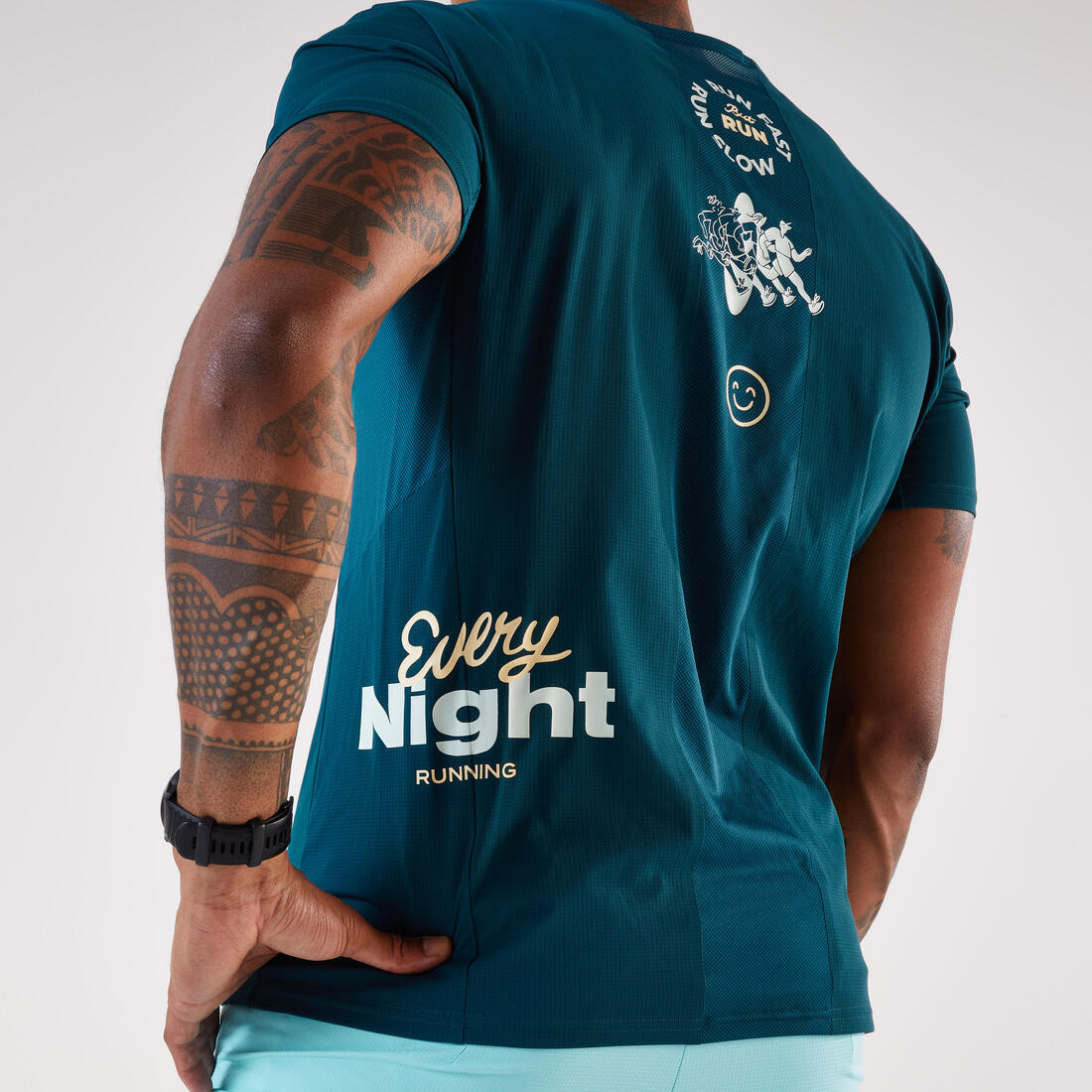 T-shirt de running respirant homme - kiprun run 900 light bleu et
